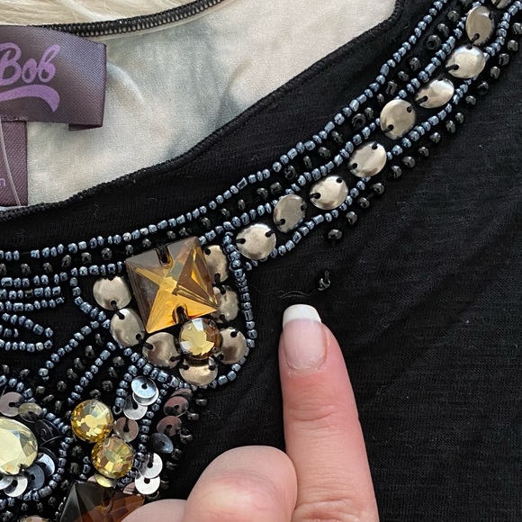 Hale Bob Black Crystal Beaded Embellished Sleeveless Silk Tunic Top Dress - Picture 11 of 12